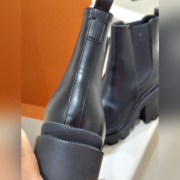 Black Ankle Chunky Heeled Boots W/ style idea pic. (NWOT) - Picture 5 of 13
